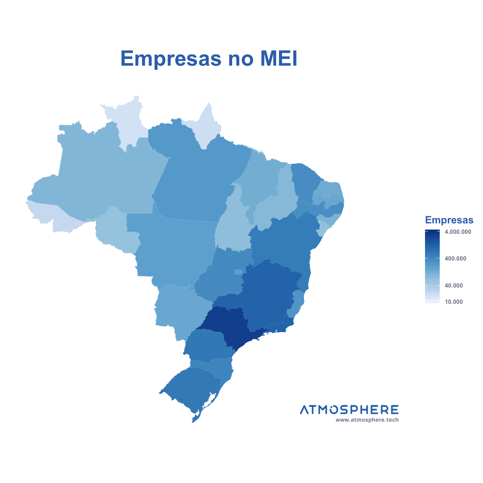 Atmosphere Empresas no MEI por Estado no Brasil