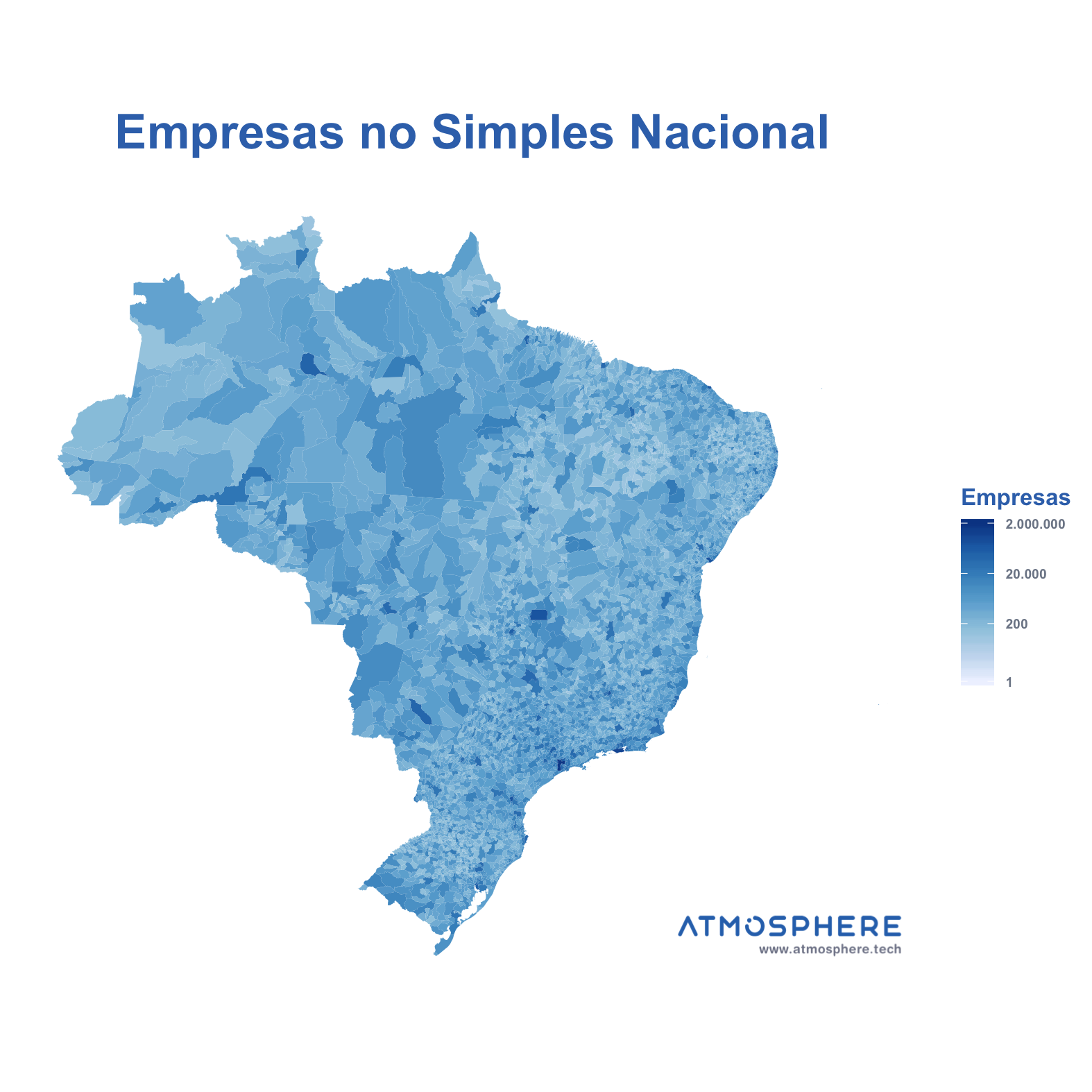 Atmosphere Empresas no Simples Nacional por Município no Brasil
