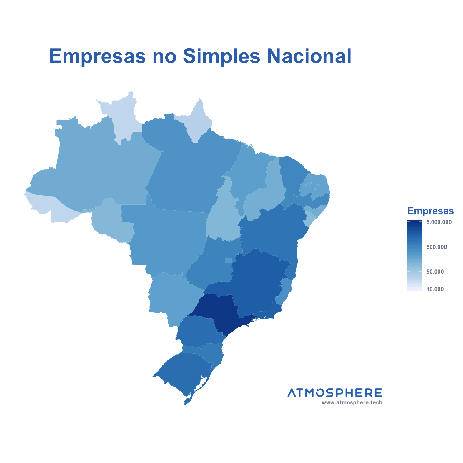 Atmosphere Empresas no Simples Nacional por Estado no Brasil
