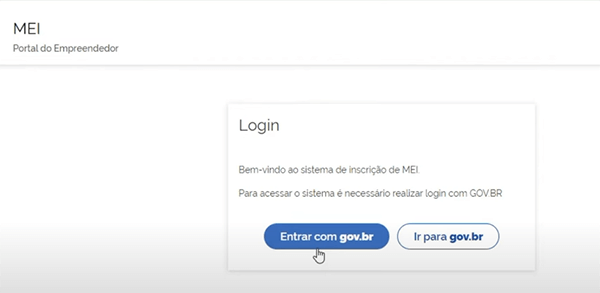 Inscrição MEI: login com a conta do gov.br