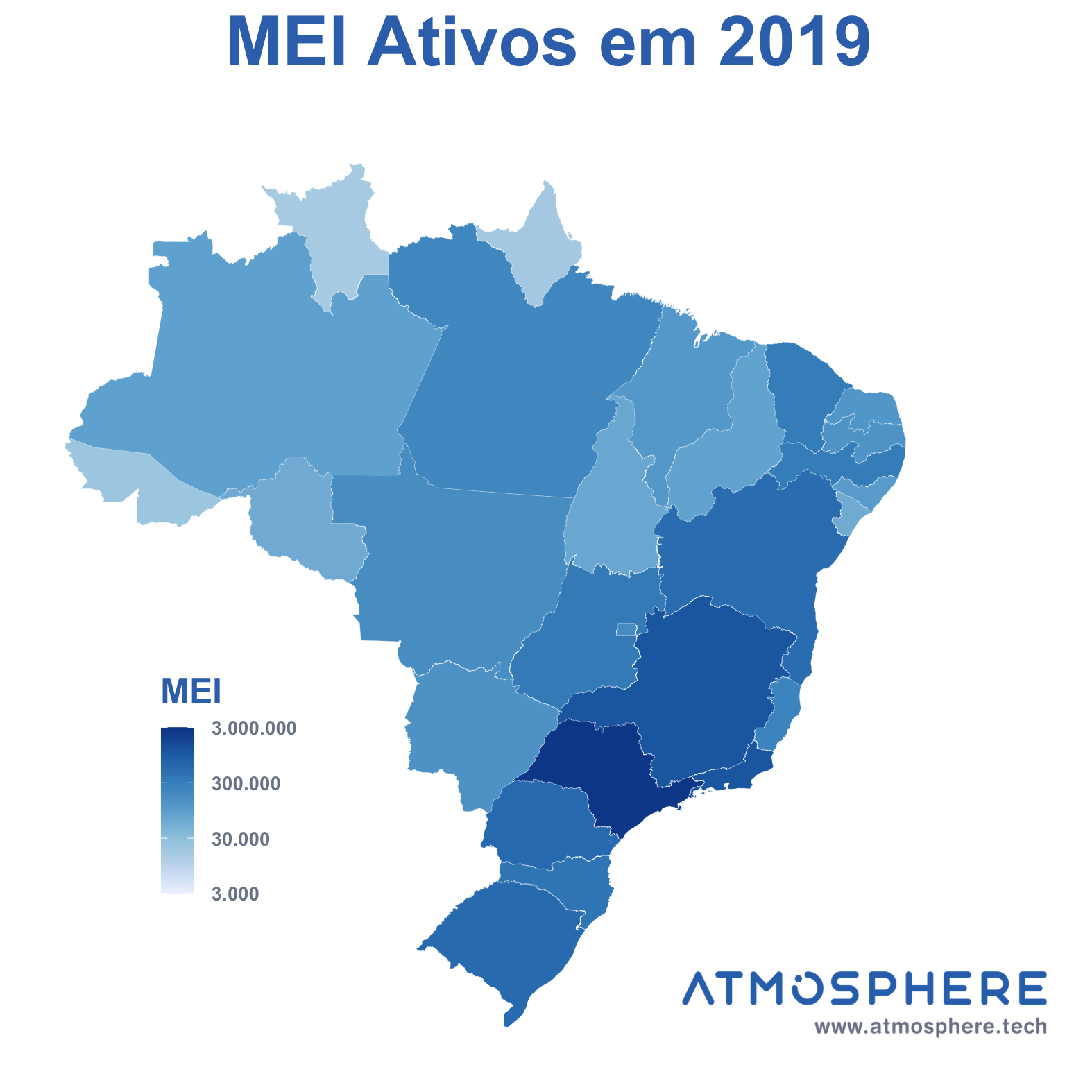 Atmosphere Mapa de MEI Ativos por estado em 2019